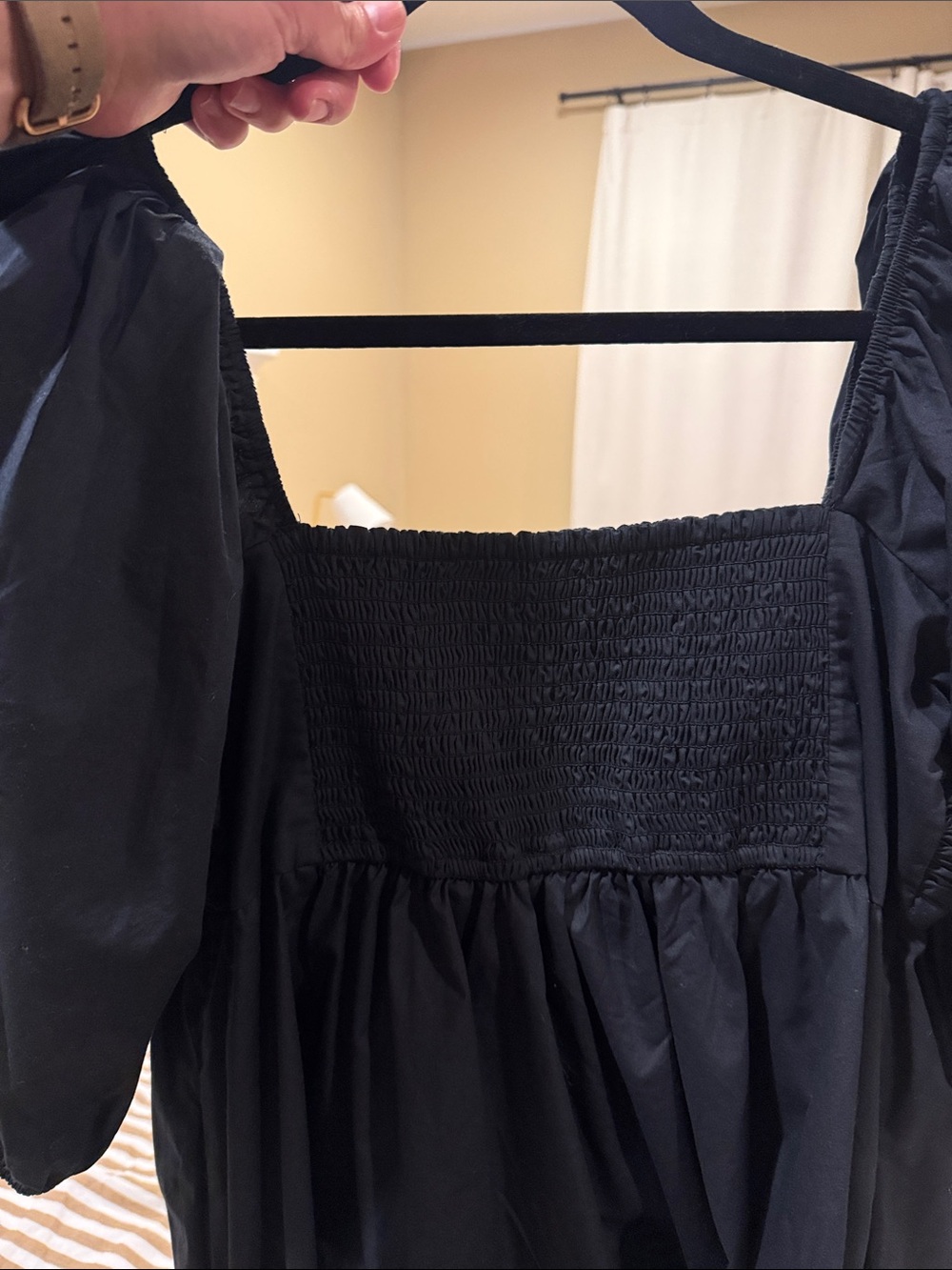 Abercrombie & Fitch black Puff-Sleeve Square-Neck Mini Dress - Picture 4 of 4